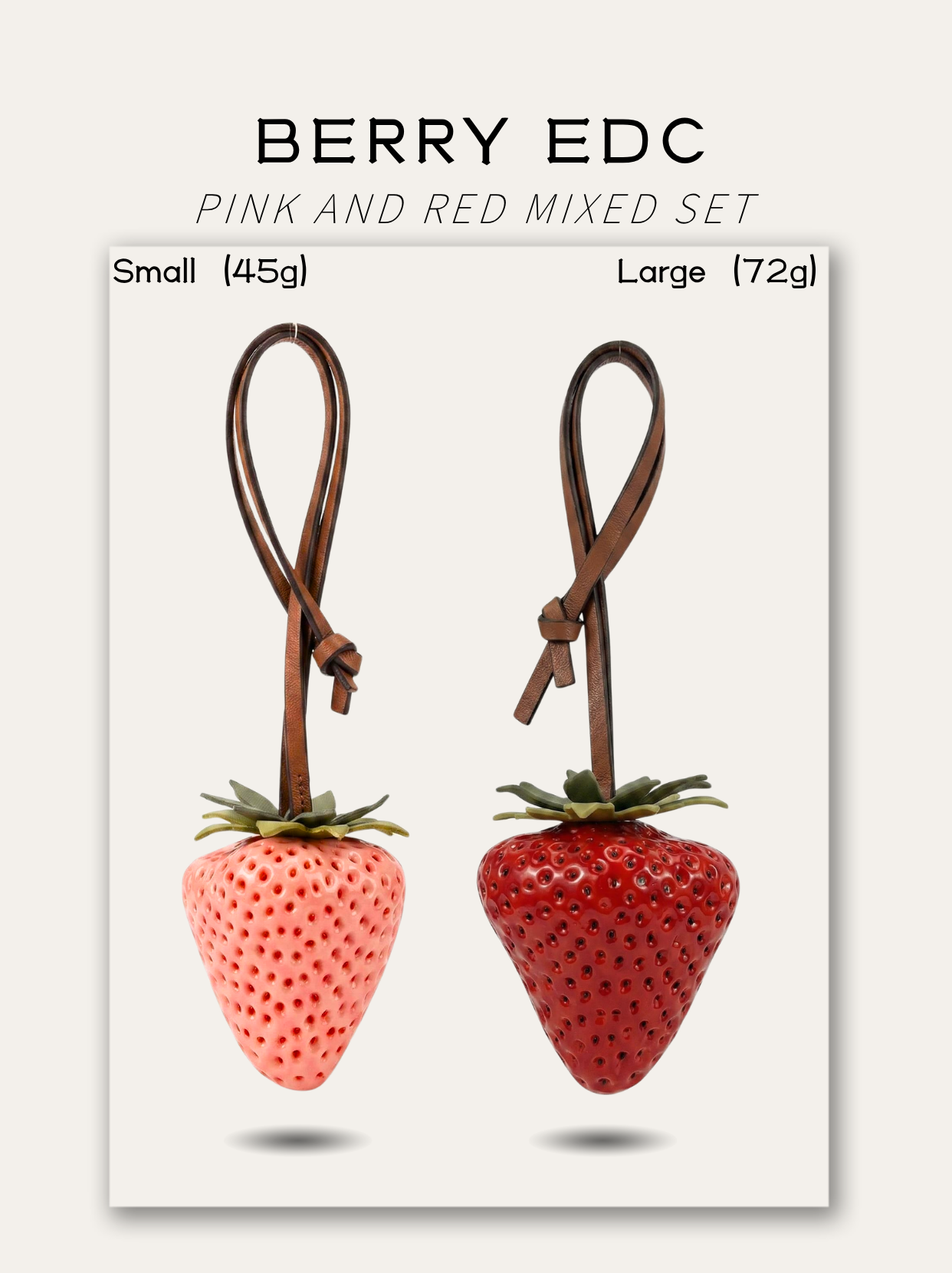 Pink and Red – 2-piece Strawberry Keyring Set
